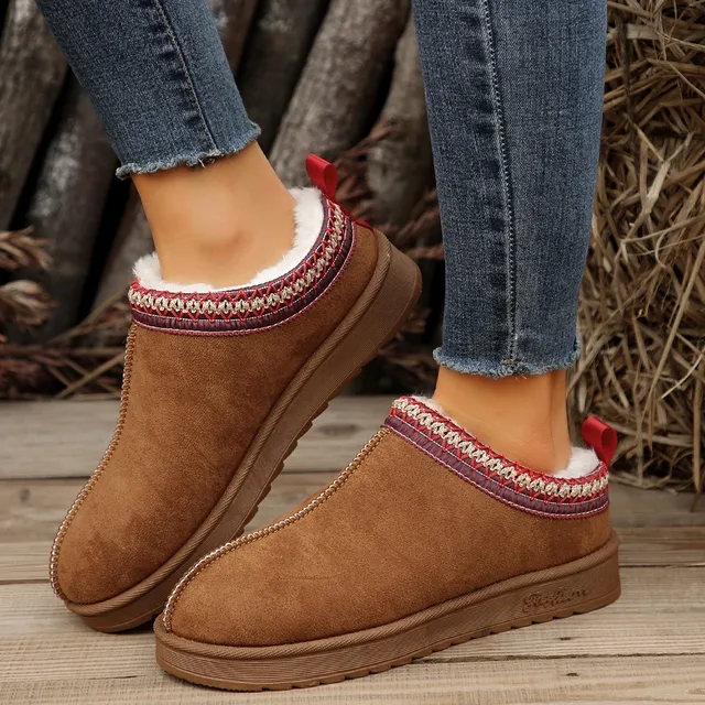 Womens Cross Stitch Detail Slipper - Footwear For Comfortable Walking