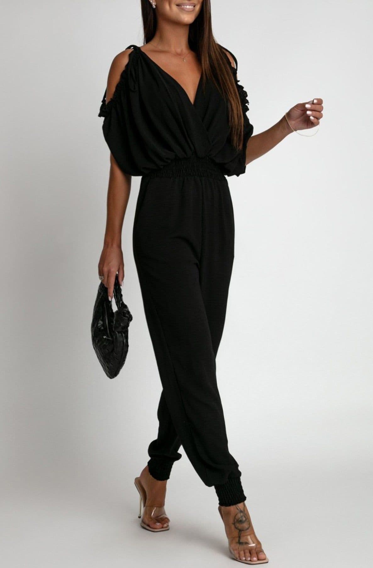 Azeila Cold Shoulder Jumpsuit - Black
