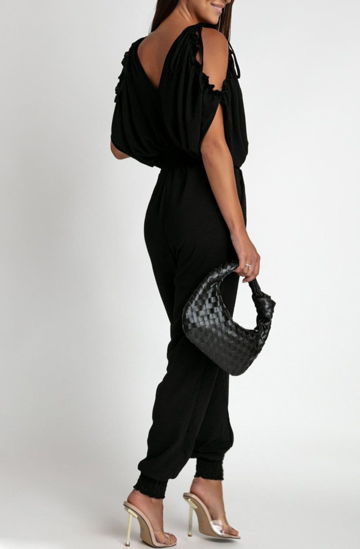 Azeila Cold Shoulder Jumpsuit - Black