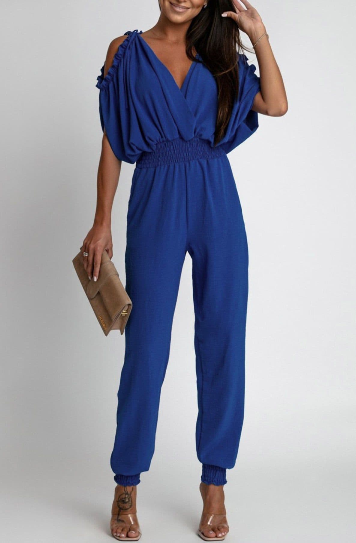 Azeila Cold Shoulder Jumpsuit -Hot Pink