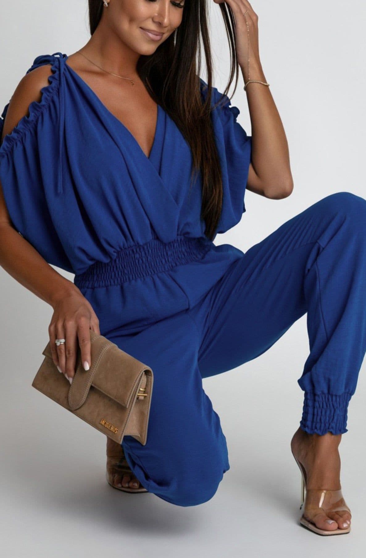 Azeila Cold Shoulder Jumpsuit -Hot Pink