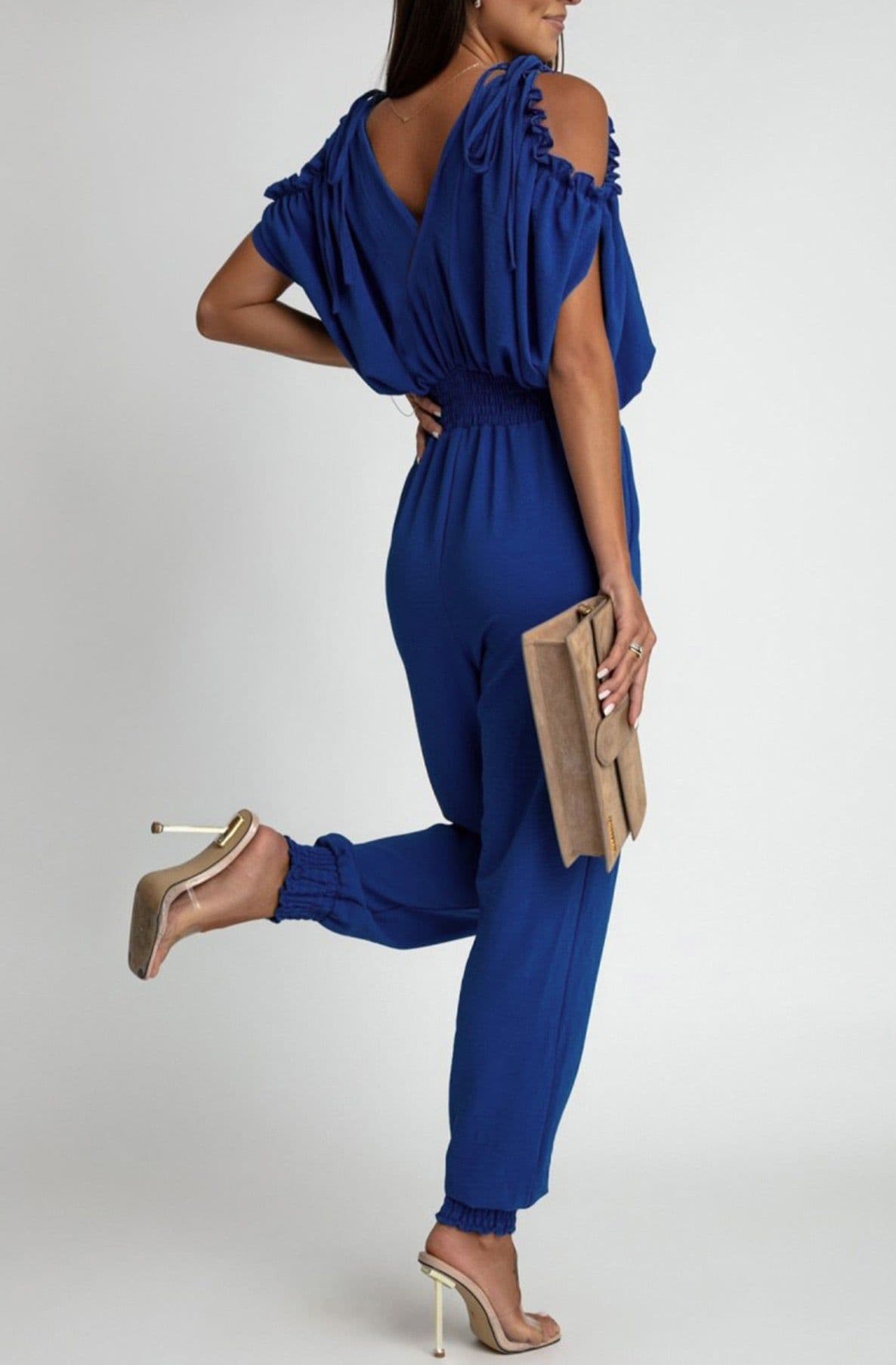 Azeila Cold Shoulder Jumpsuit -Hot Pink