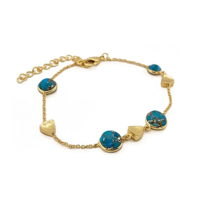 Azores Copper Turquoise Nugget And Chain Bracelet