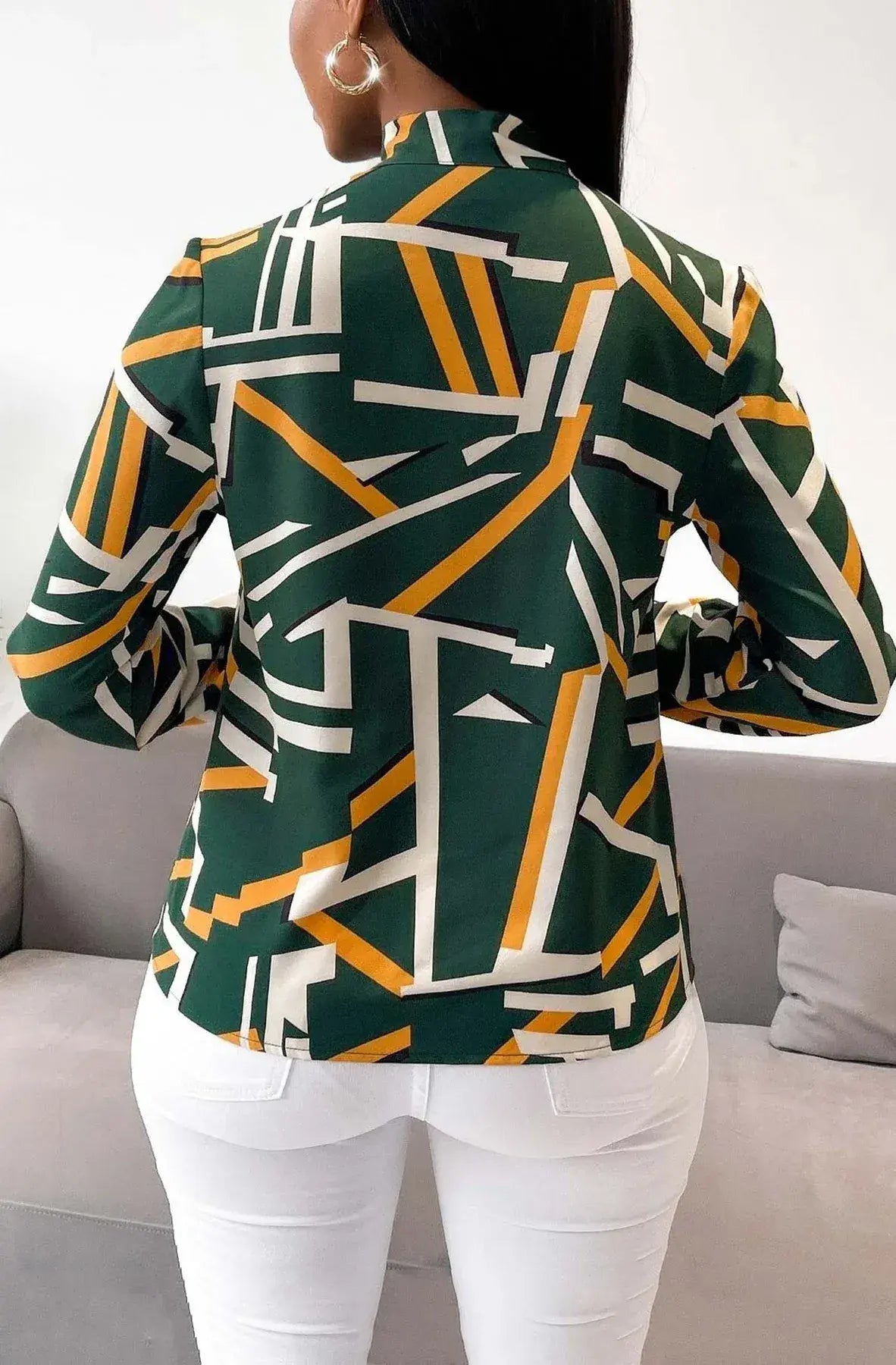 Bexlie Plus Size Abstract Print Pussybow Shirt Top