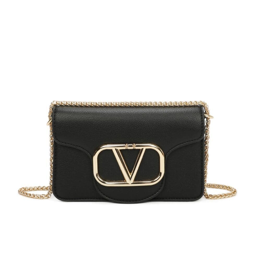 Black - V BUCKLE CLUTCH BAG-