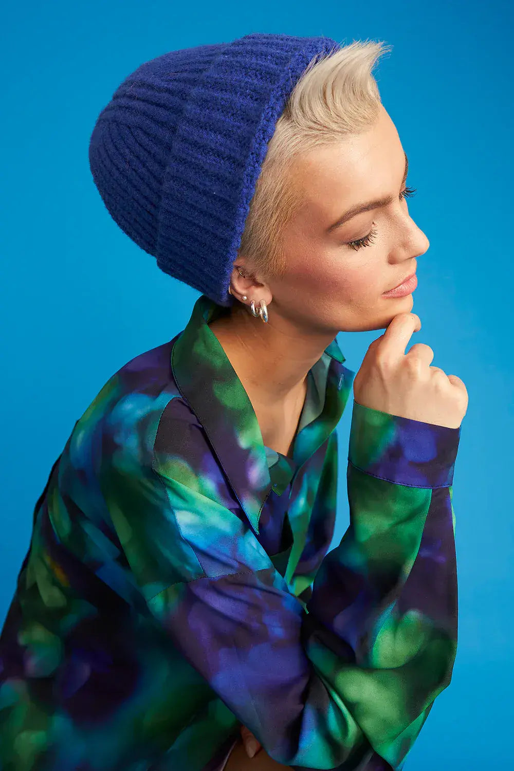 Blue - Banana Peel Blend Beanie Hat