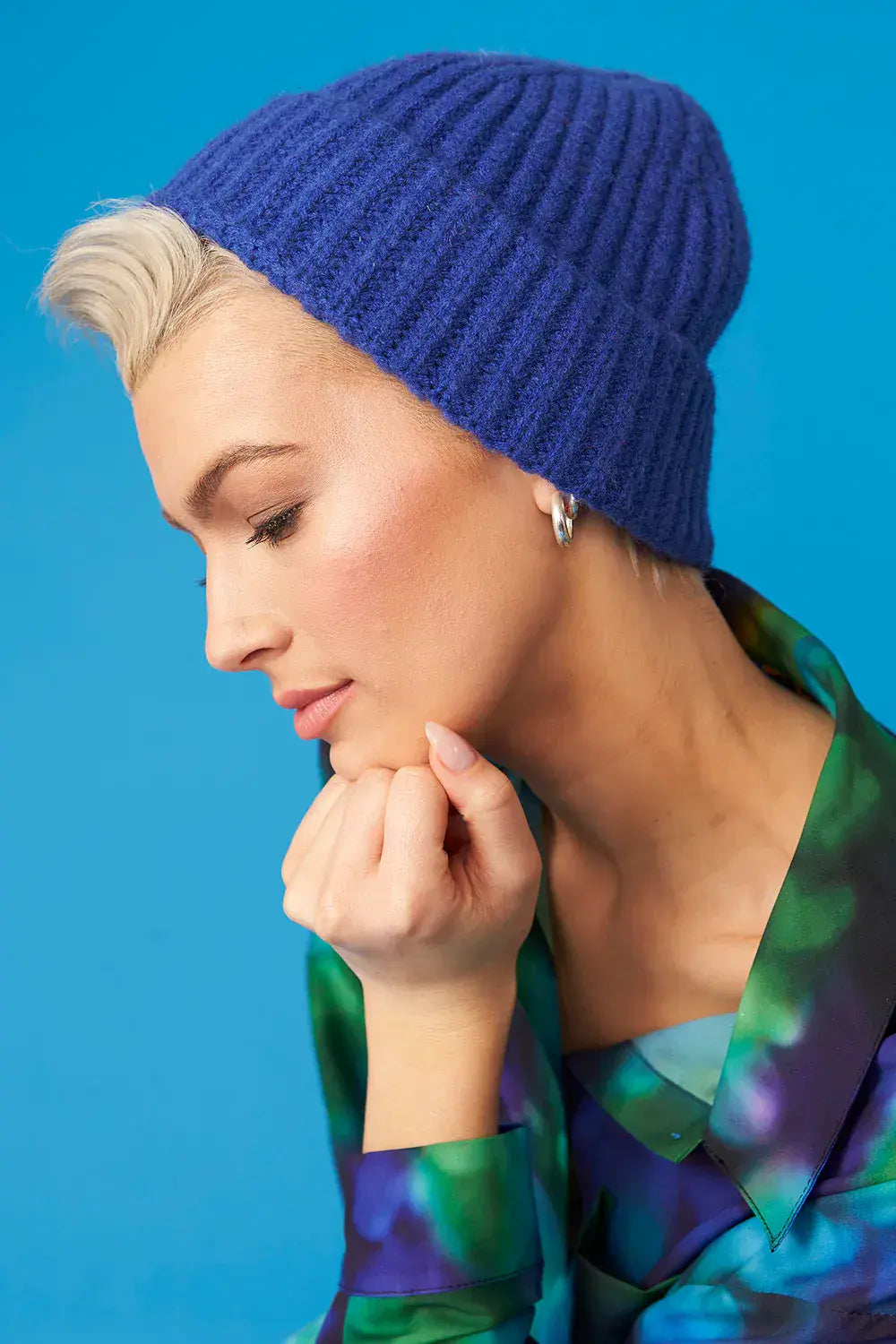 Blue - Banana Peel Blend Beanie Hat