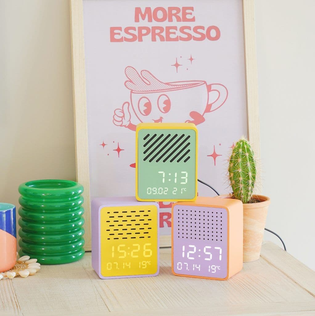 Bright Purple And Yellow Rise & Play Bluetooth Speaker & Alarm Clock