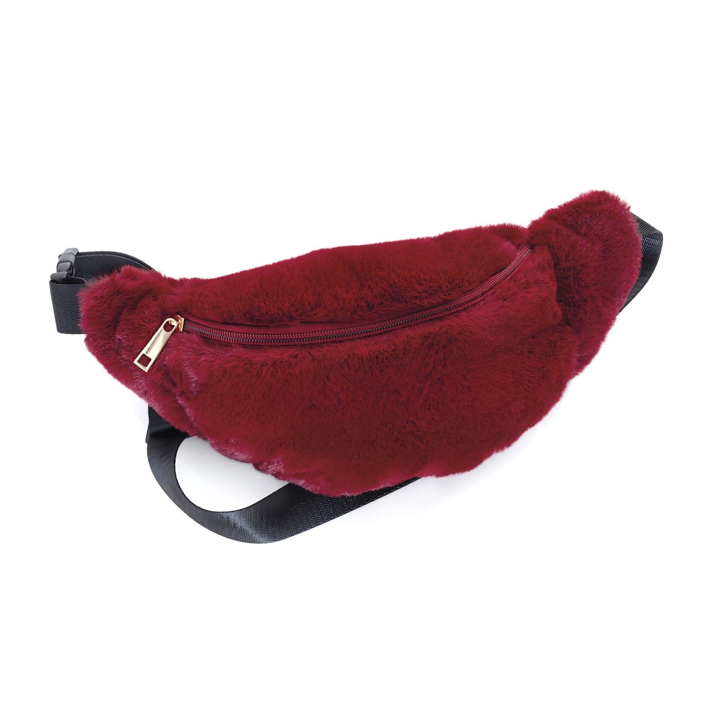 Burgundy faux fur look bum bag. BG33023