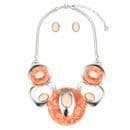 Cinque Circles Necklace Set - Silver/Orange