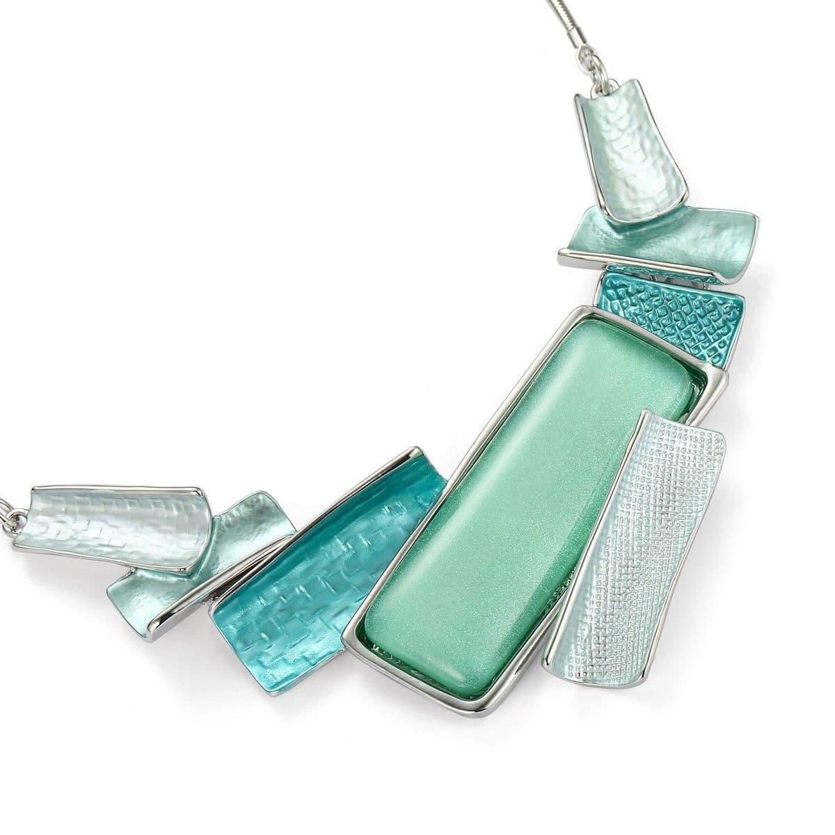 Curve Pieced Necklace Set - Turquoise