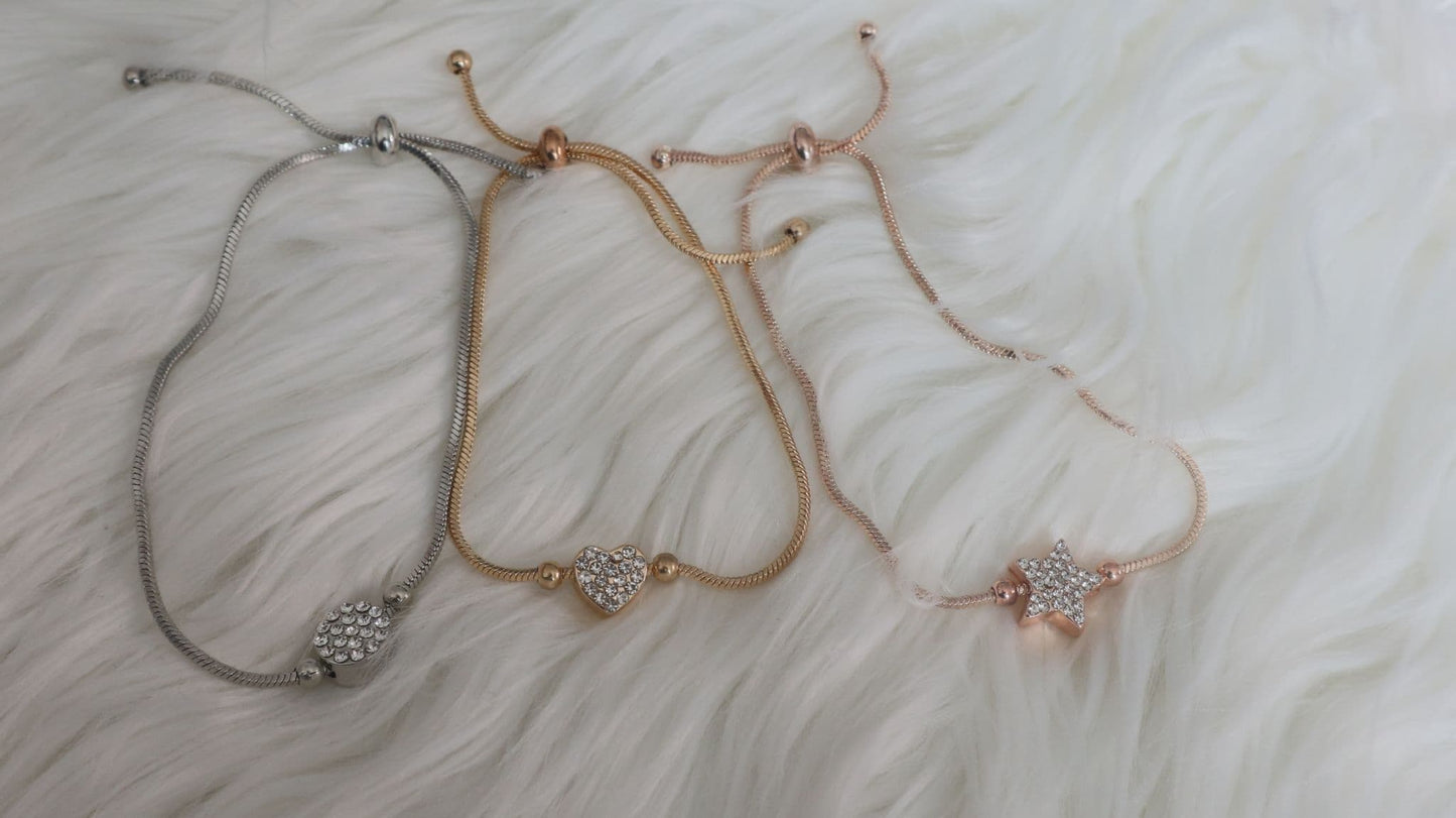 Diamonte 3pcs Heart And Star Bracelet