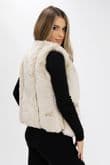 Faux Leather And Fur Gilet- Beige