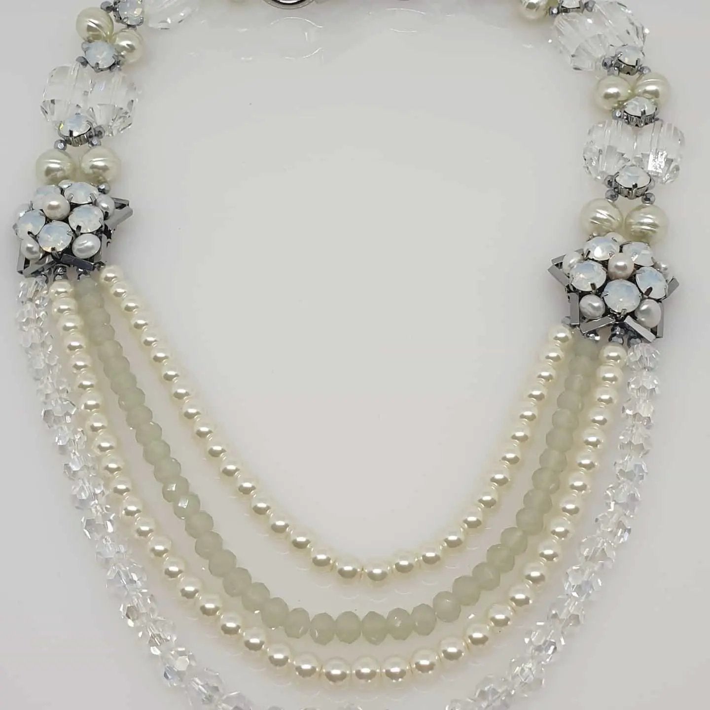 Four Strand Pearl And Crystal Glass Bead Statement Necklace by Clarissas Boutique