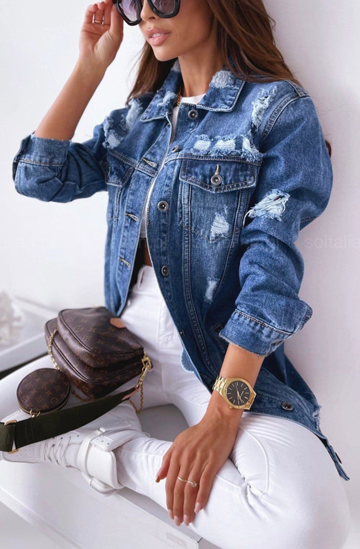 Gia Longline Ripped Denim Jacket