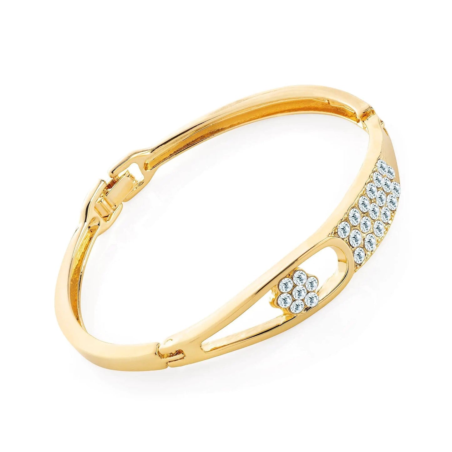 Gold colour crystal hinge bangle. by Clarissas Boutique