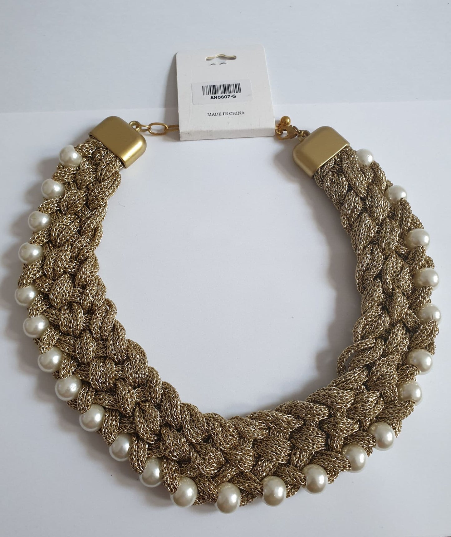 Gold Colour Necklace With Pearl.