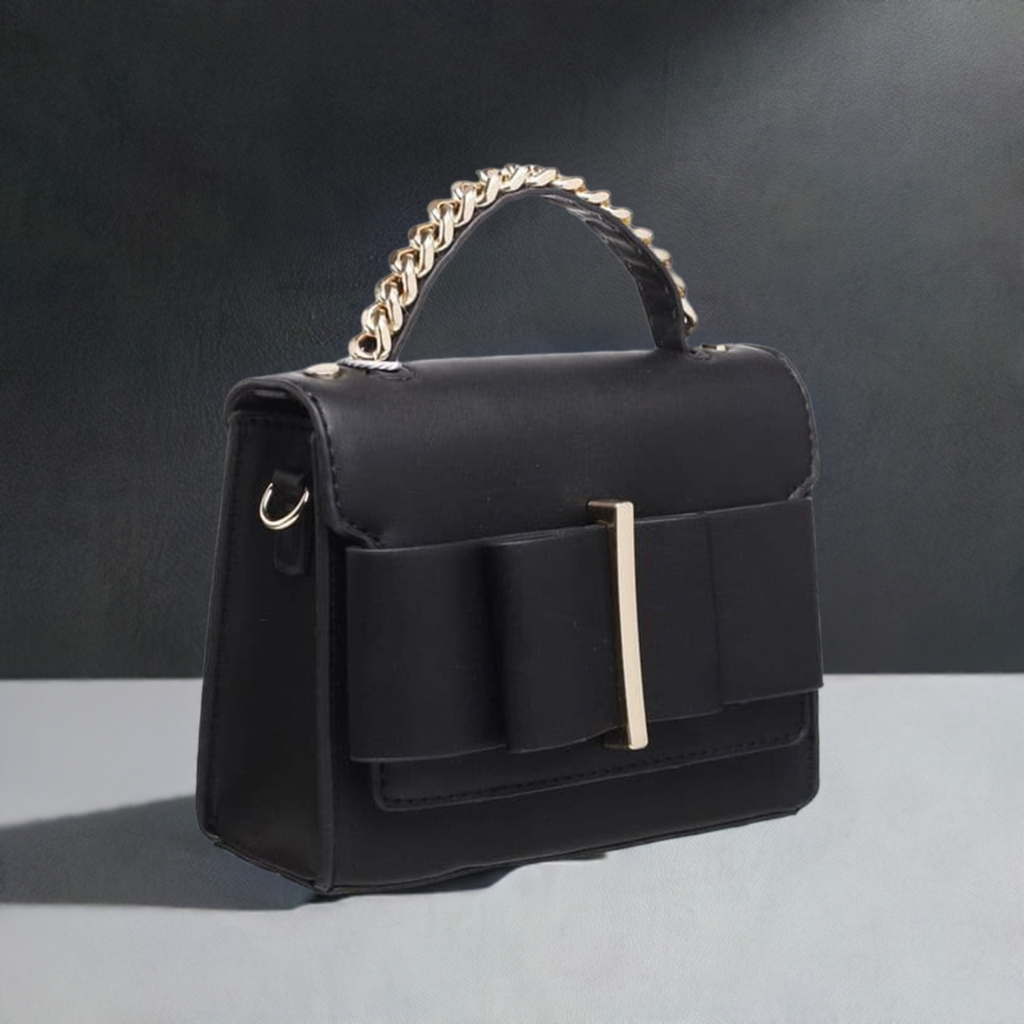 Black Bowknot Flap Lover Top Handle Cross Body Bag