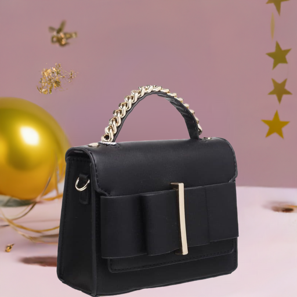 Black Bowknot Flap Lover Top Handle Cross Body Bag