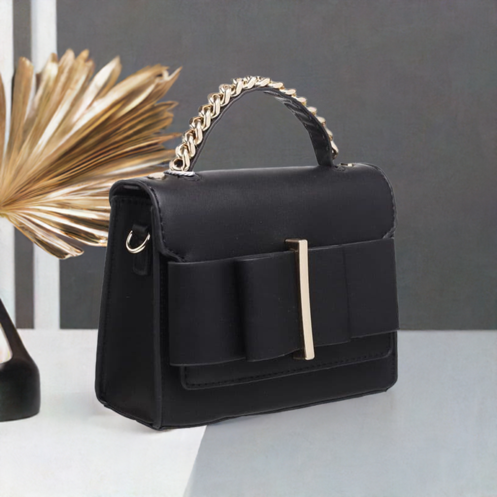 Black Bowknot Flap Lover Top Handle Cross Body Bag