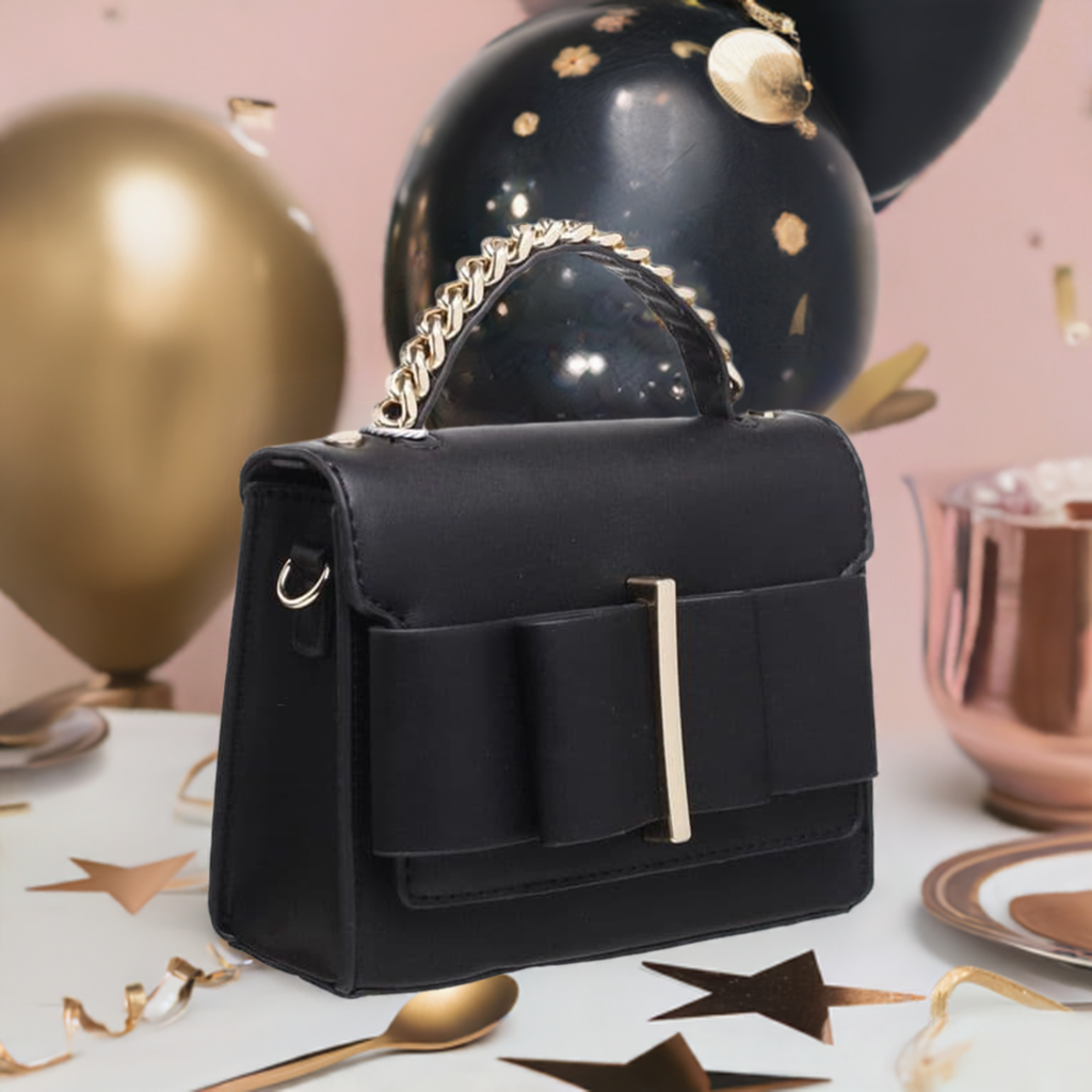 Black Bowknot Flap Lover Top Handle Cross Body Bag