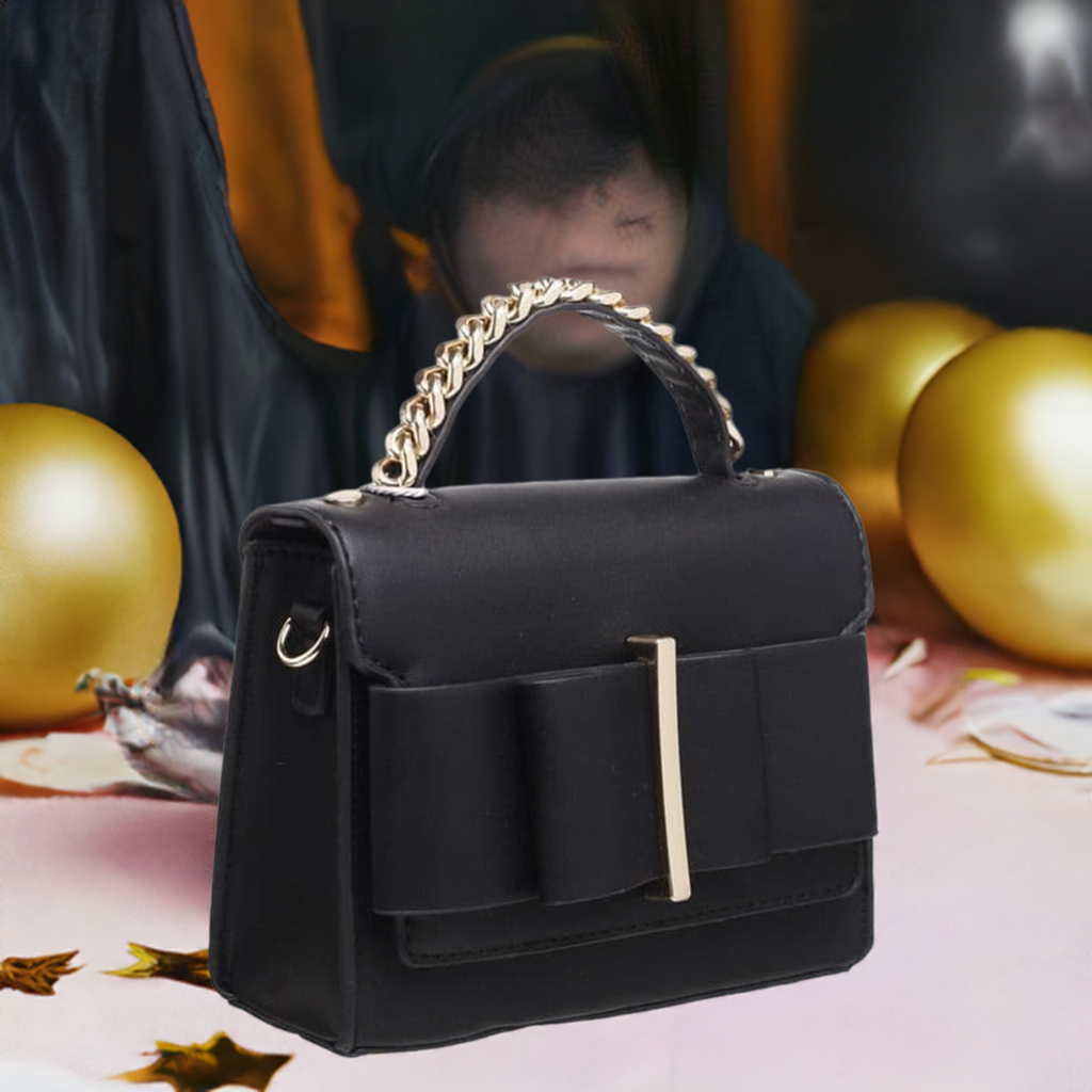 Black Bowknot Flap Lover Top Handle Cross Body Bag