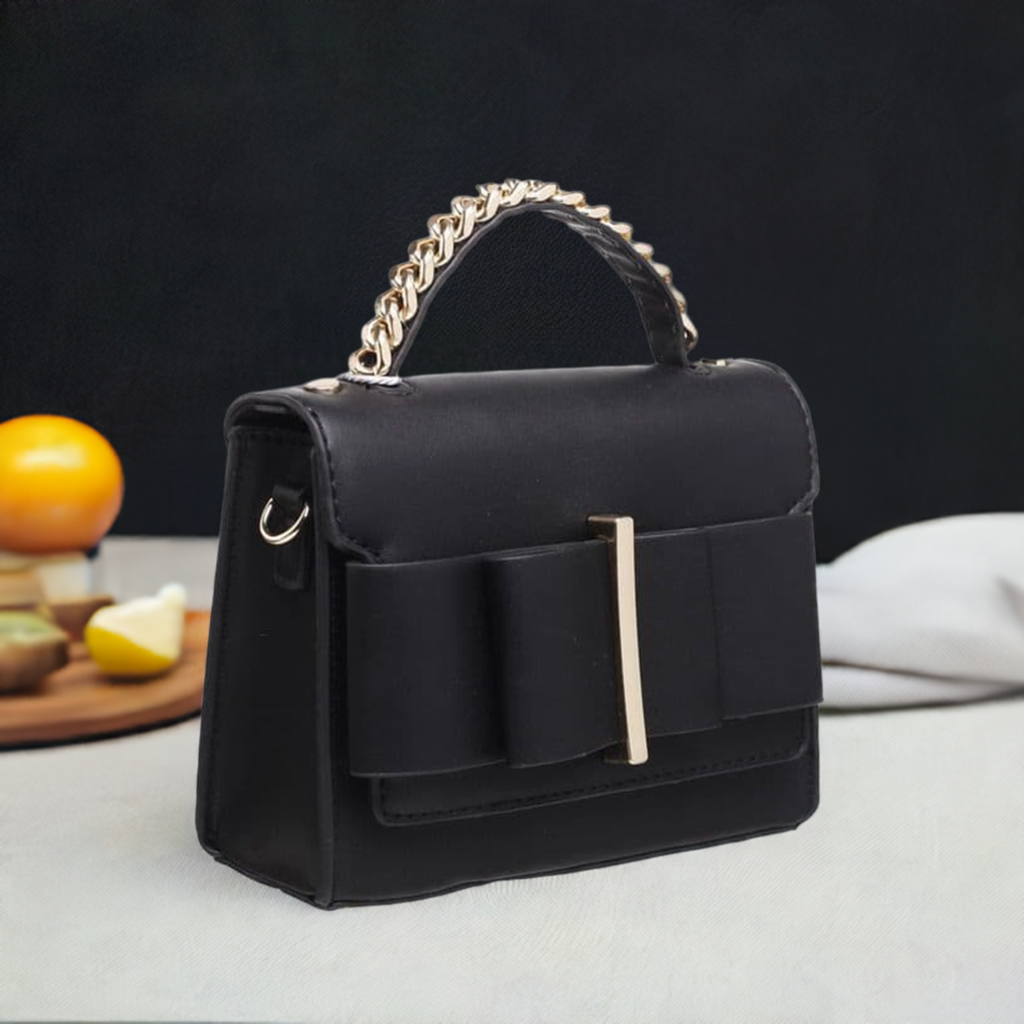 Black Bowknot Flap Lover Top Handle Cross Body Bag