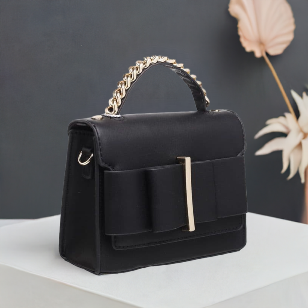Black Bowknot Flap Lover Top Handle Cross Body Bag