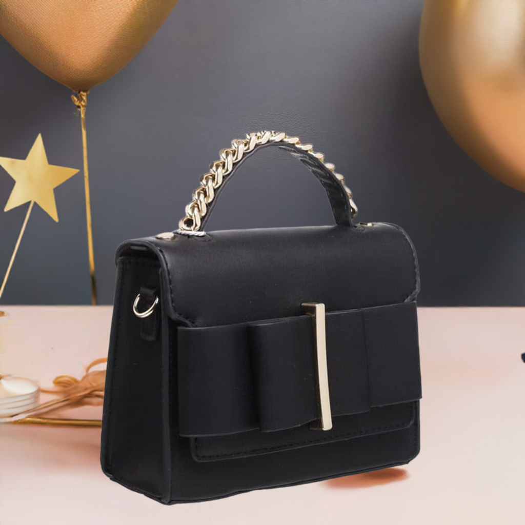 Black Bowknot Flap Lover Top Handle Cross Body Bag
