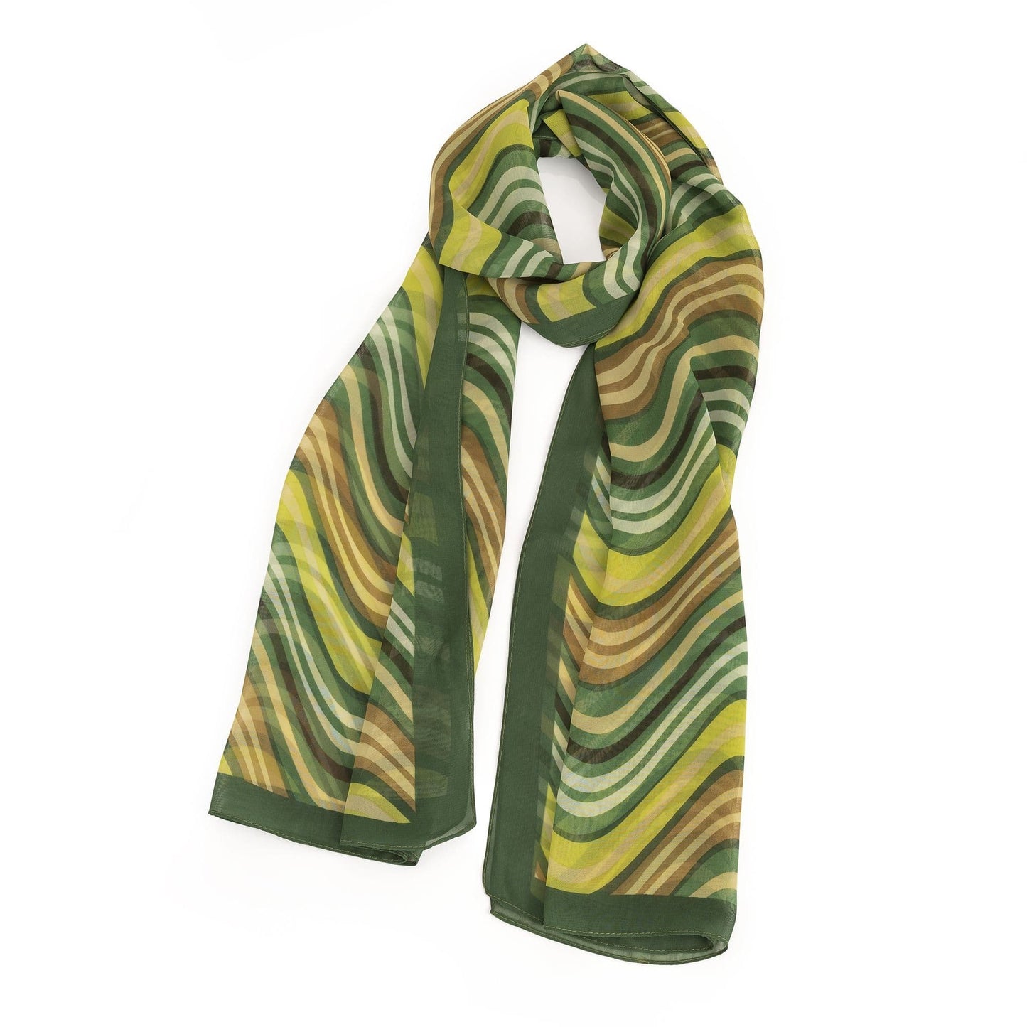 Green tone wavy stripe design scarf. SC33288