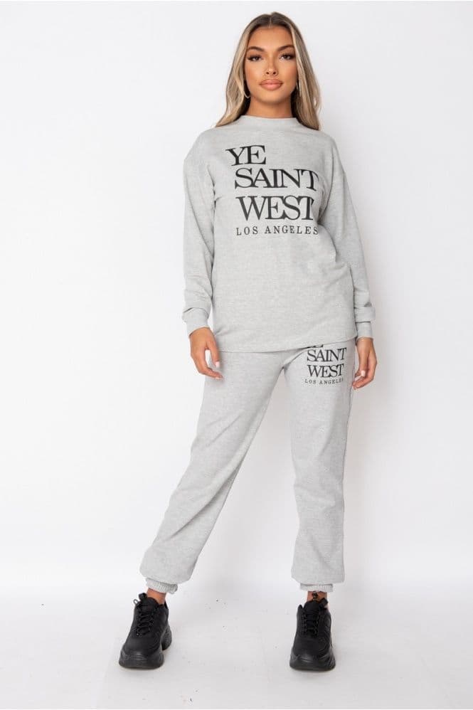 Grey Ye Saint West Sweatshirt & Jogger Lounge Set