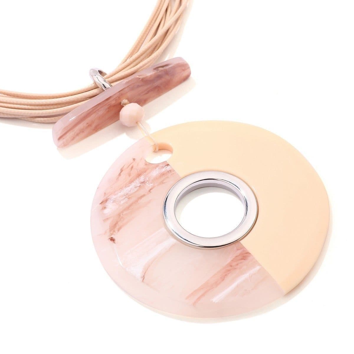 Hoop Cord Necklace - Peach