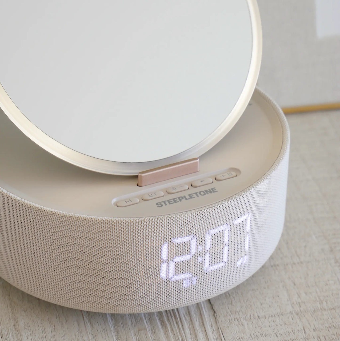 Glow Light Up Mirror With Wireless Charger And Bluetooth Speaker Alarm Clock by Clarissas Boutique