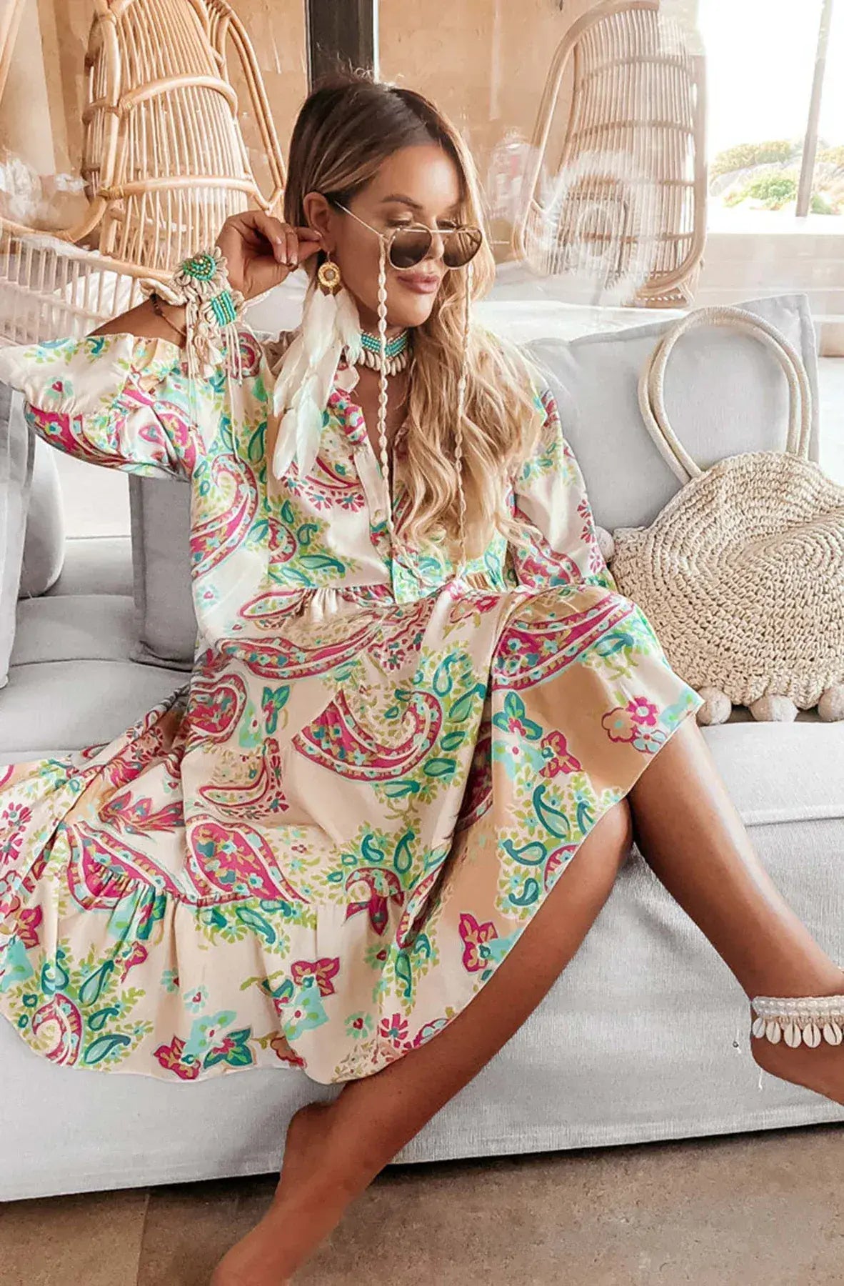 Kira - Oversized Abstract Floral Tunic Dress