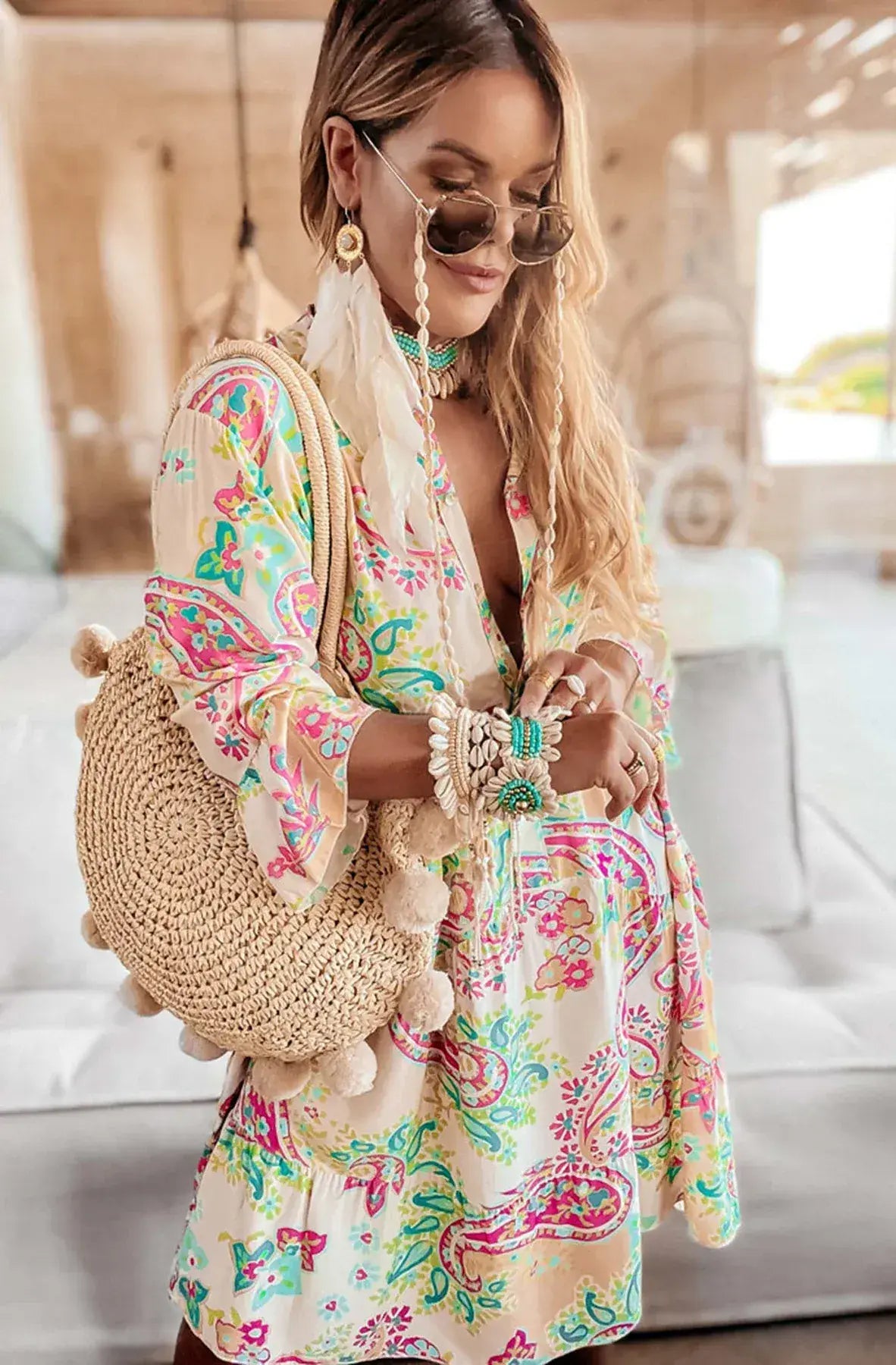 Kira - Oversized Abstract Floral Tunic Dress