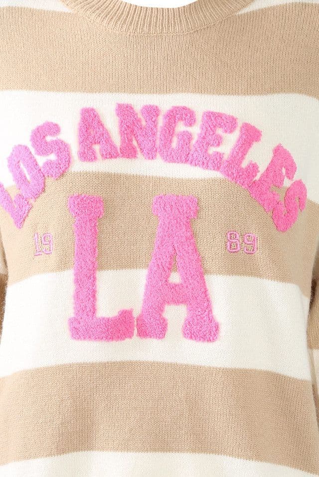 Los Angels Slogan Striped Jumper