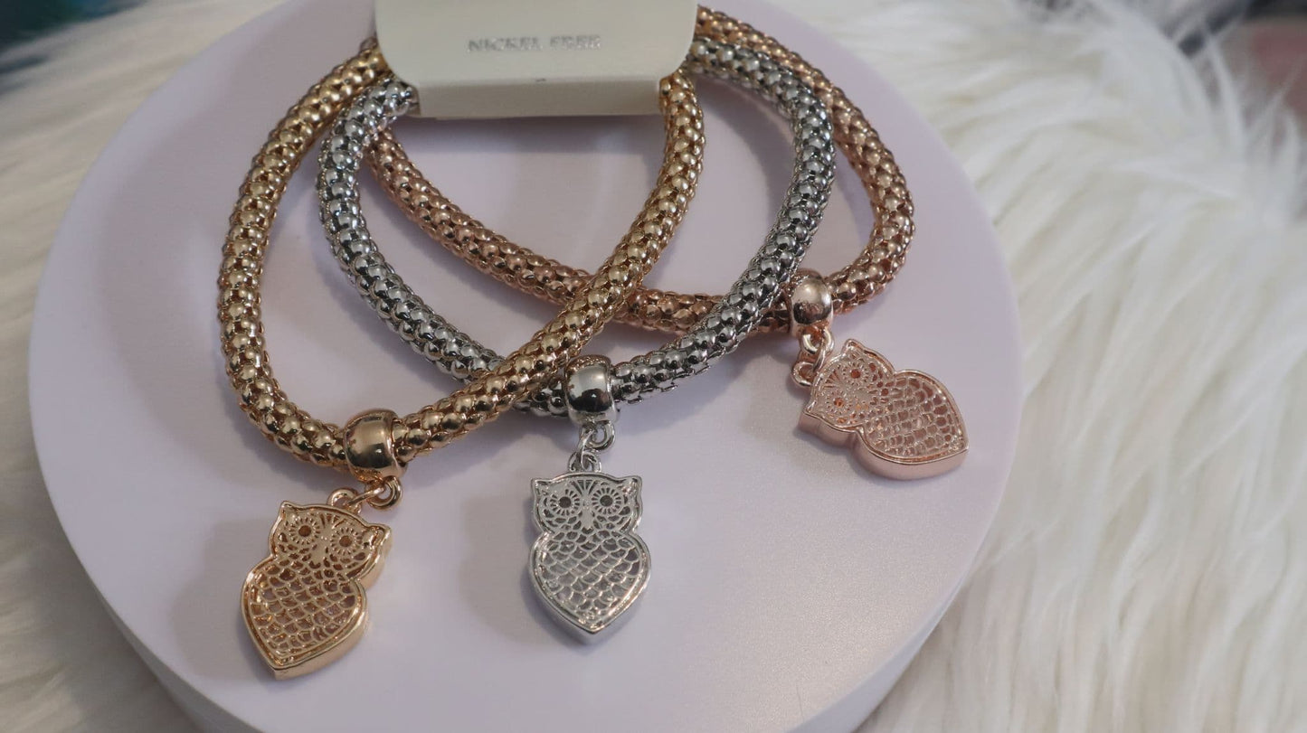 Owl 3 Piece Bracelet Set