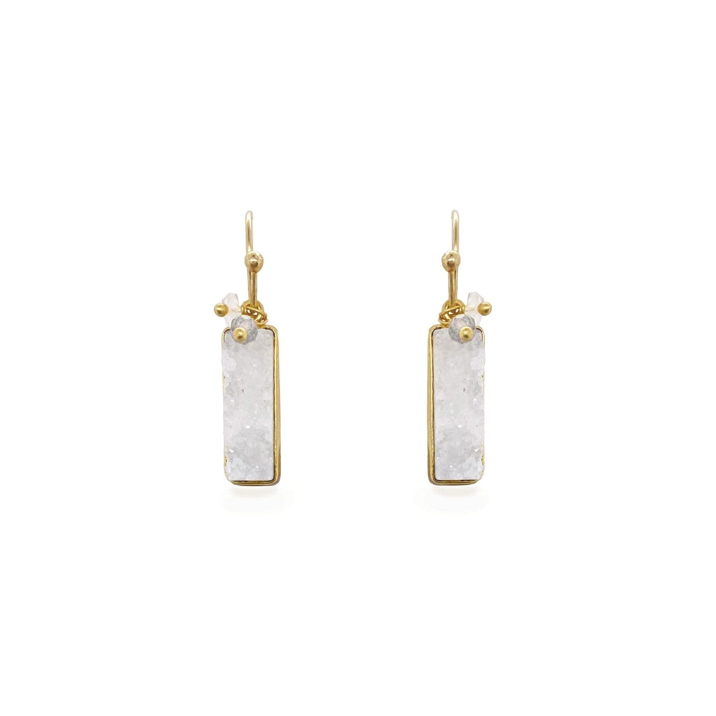 Pebble Bay White Drussy And Gem Bead Earrings