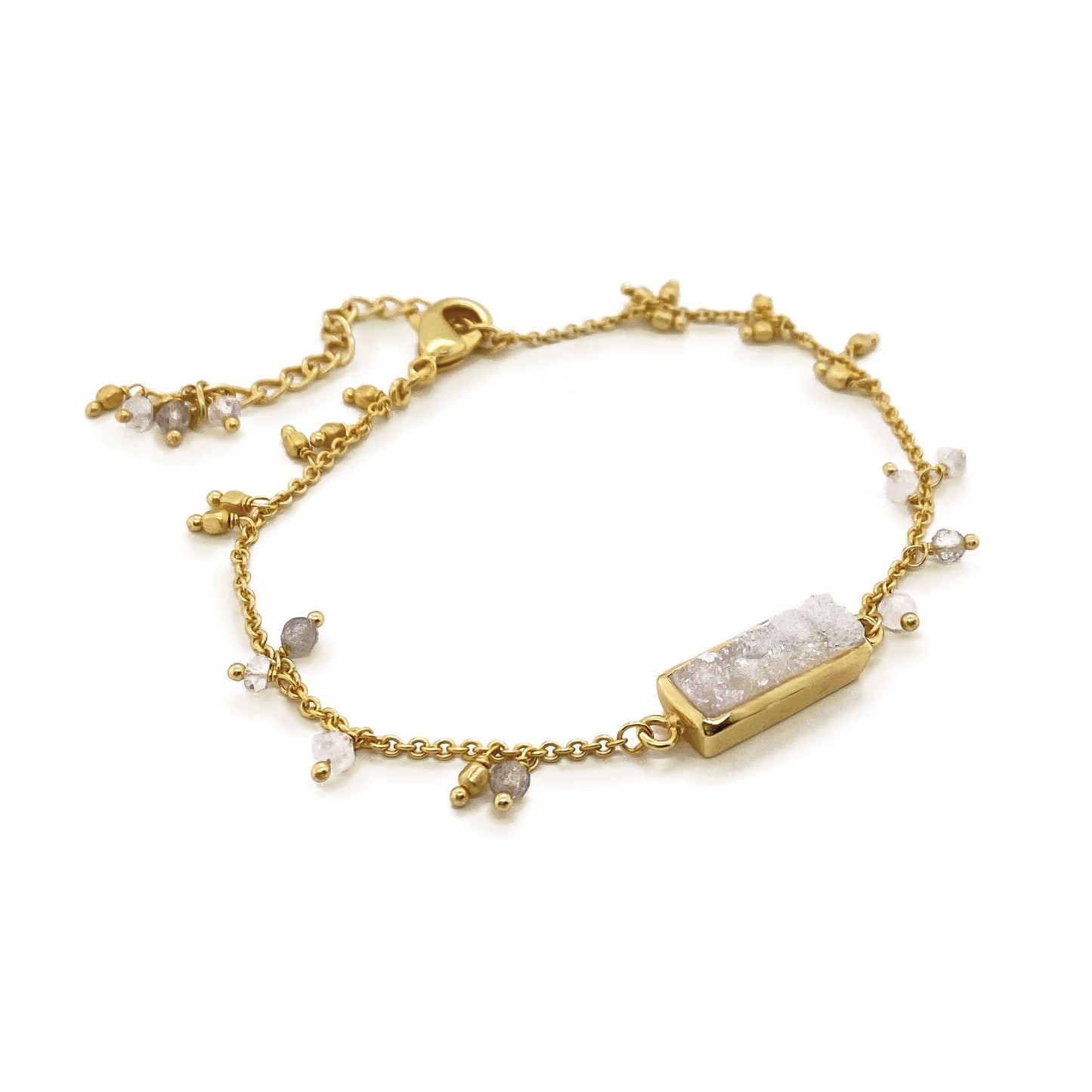 Pebble Bay White Druzy And Gem Bead Bracelet