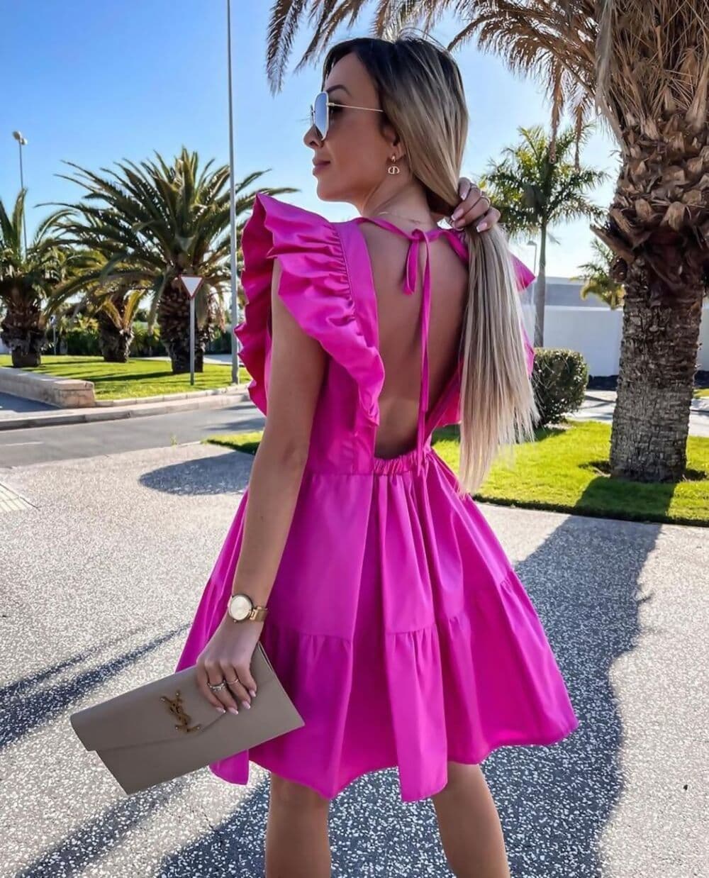 Pink Dubai Dreams Open Back Boho Dress