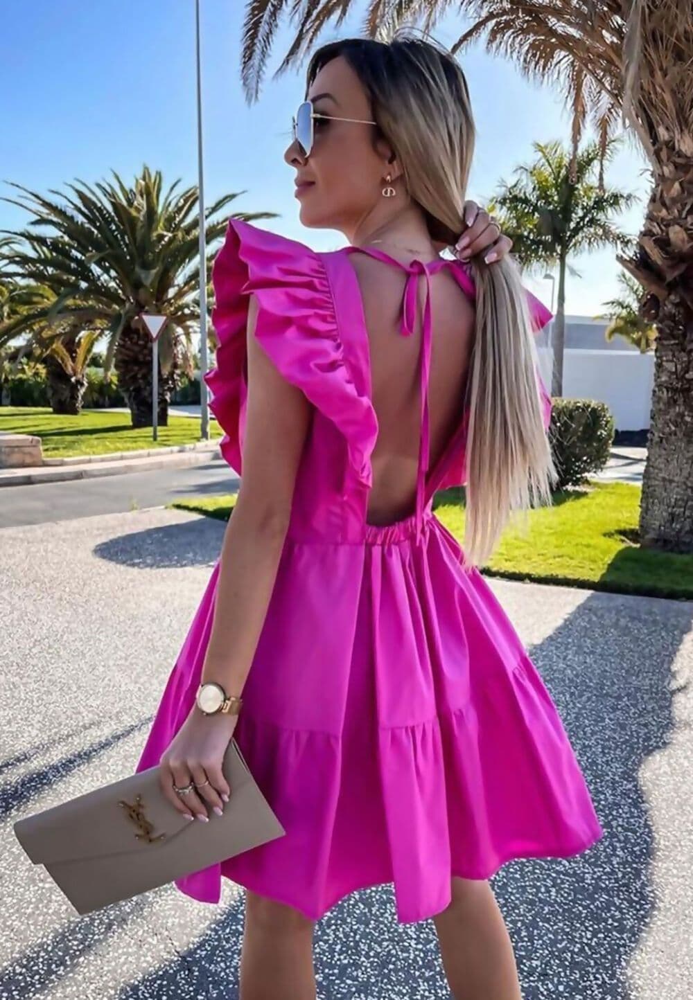 Pink Dubai Dreams Open Back Boho Dress