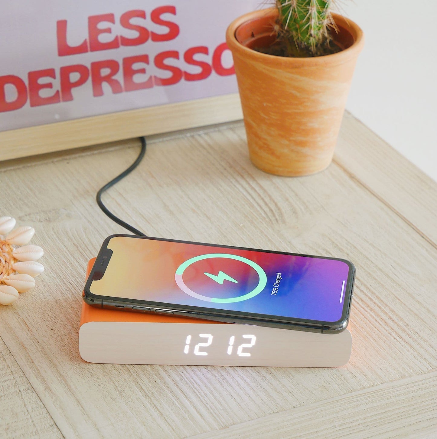 Rise Alarm Clock Charger In Orange