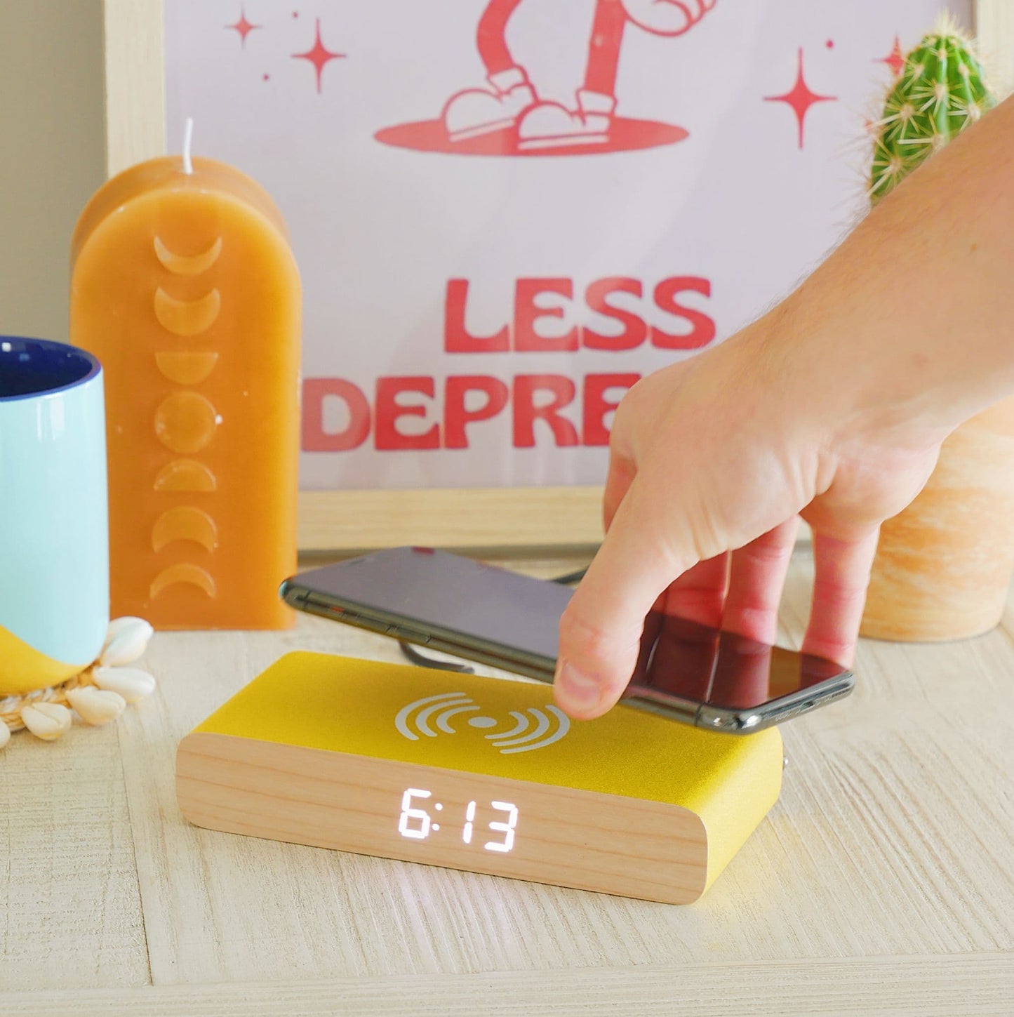Rise Alarm Clock Charger In Yellow
