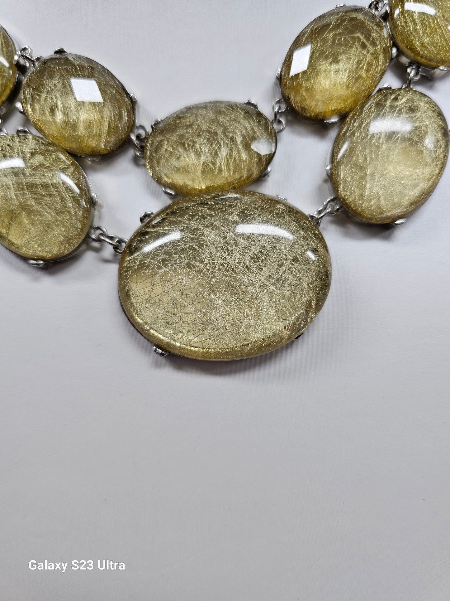Gold Rutilated Quartz Statement Necklace