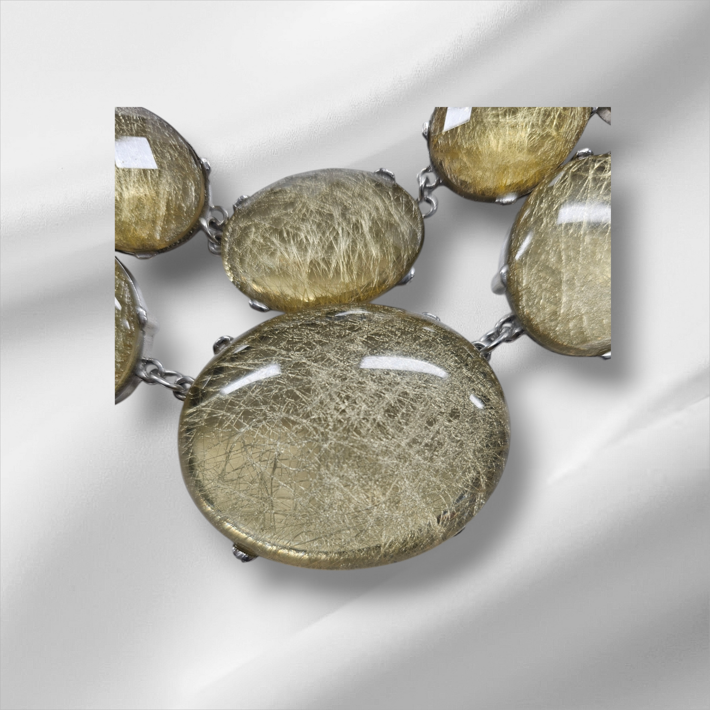 Gold Rutilated Quartz Statement Necklace