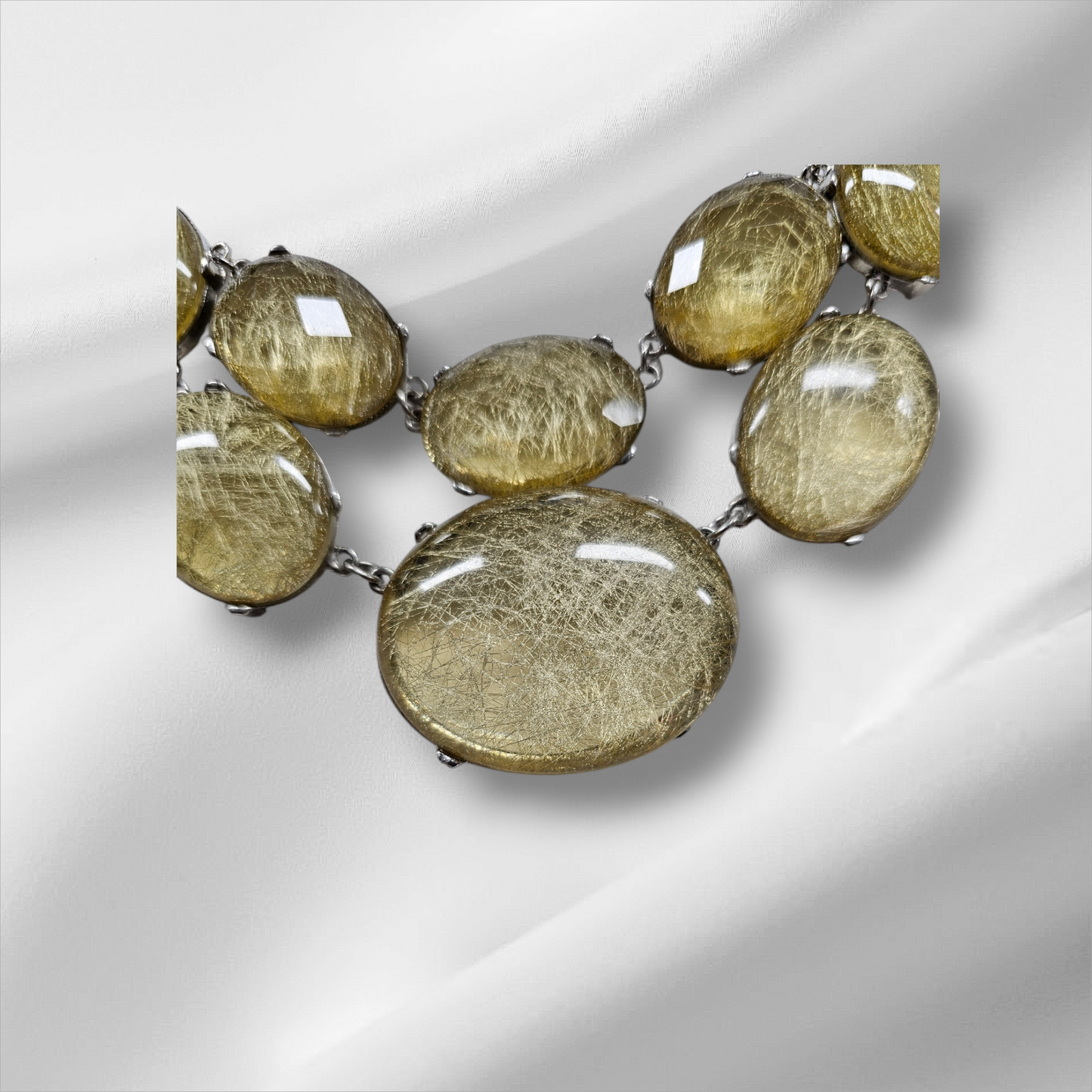 Gold Rutilated Quartz Statement Necklace