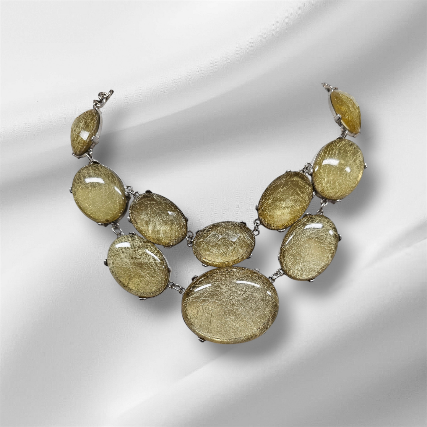 Gold Rutilated Quartz Statement Necklace