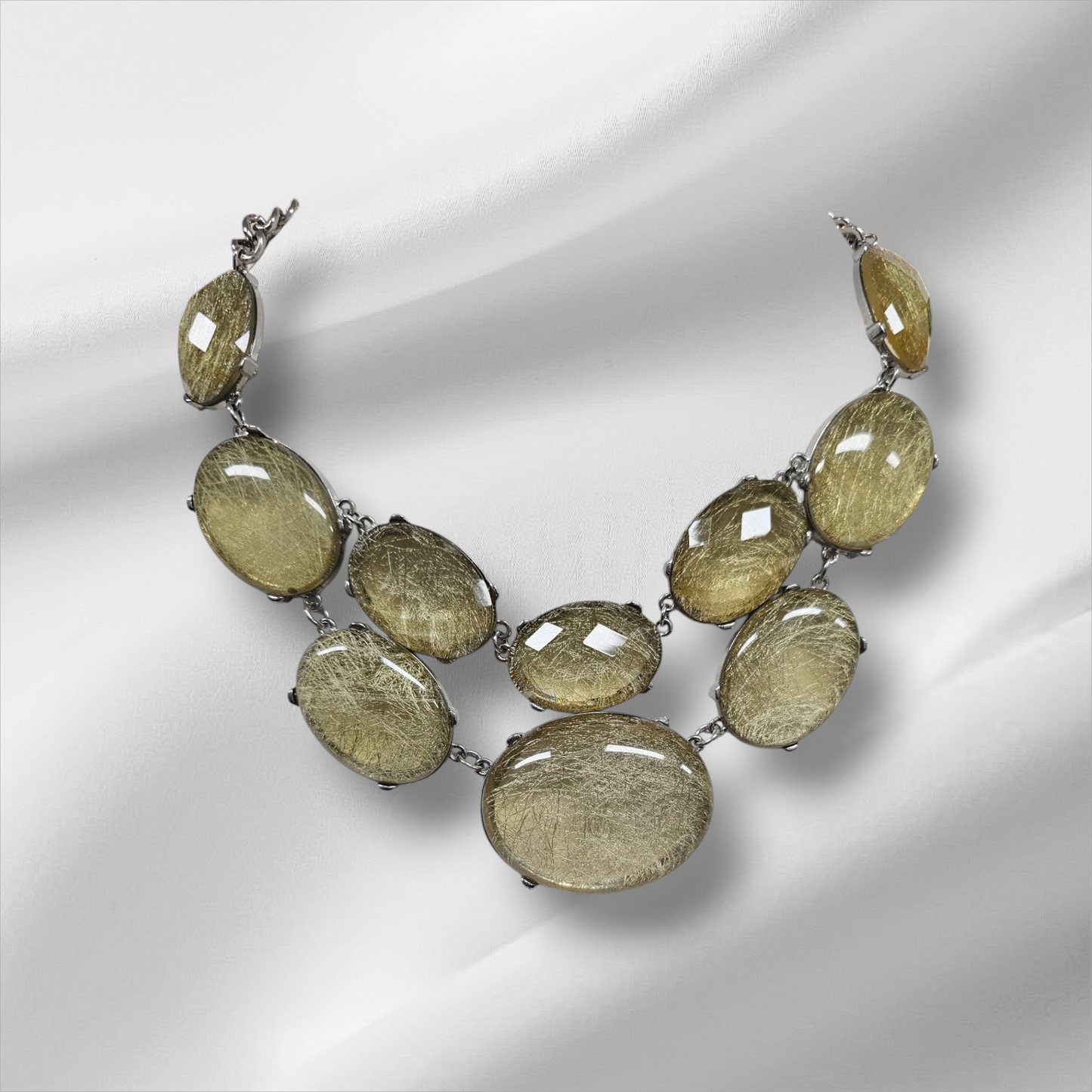 Gold Rutilated Quartz Statement Necklace