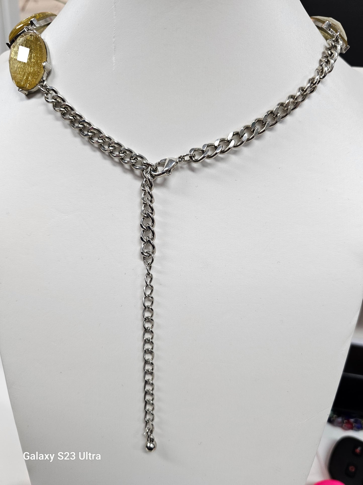 Gold Rutilated Quartz Statement Necklace