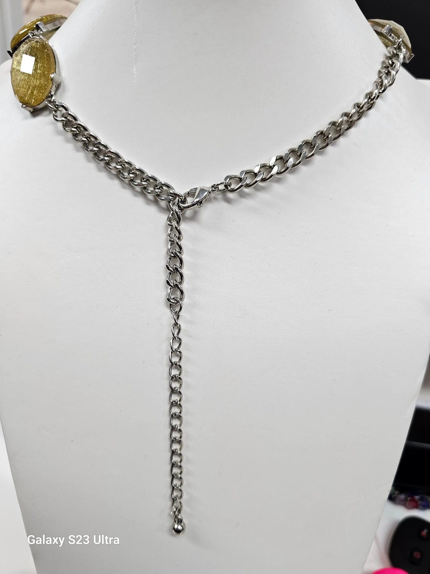 Gold Rutilated Quartz Statement Necklace by Clarissas Boutique London